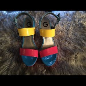 Guess wedge sandals, size 7, pre-owned